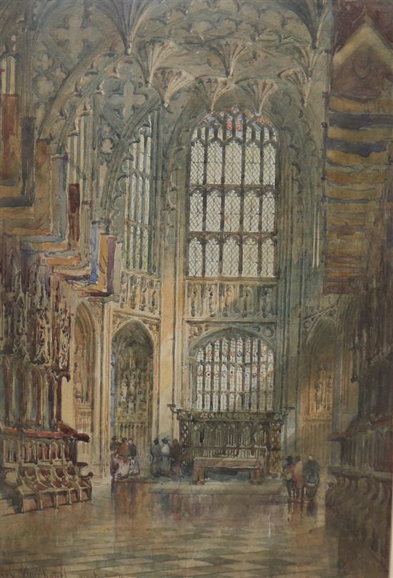 Alfred Parkman, watercolour, Westminster Abbey, 32 x 21cm